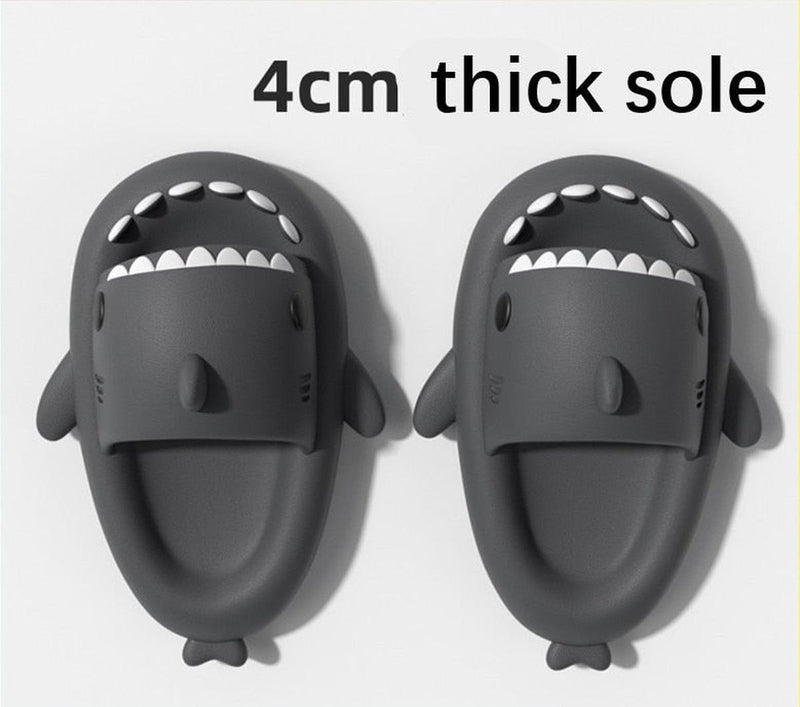 Shark Design Plush Slippers With Non-Slip Sole