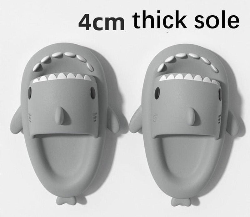 Shark Design Plush Slippers With Non-Slip Sole