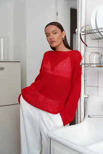 Sheer Longsleeve Knit Top