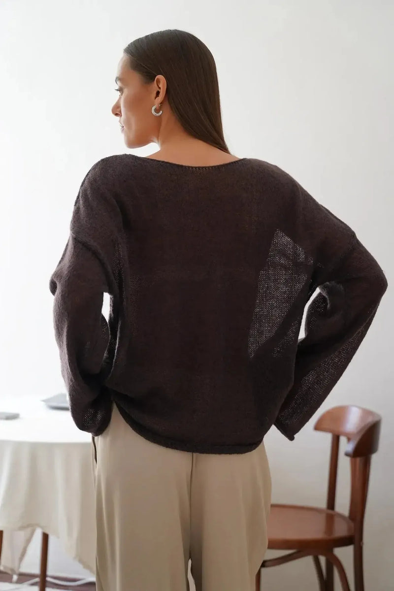 Sheer Longsleeve Knit Top