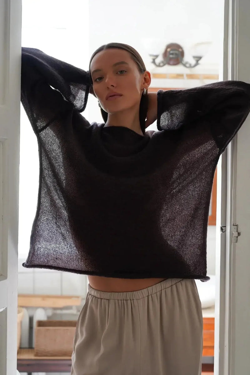 Sheer Longsleeve Knit Top