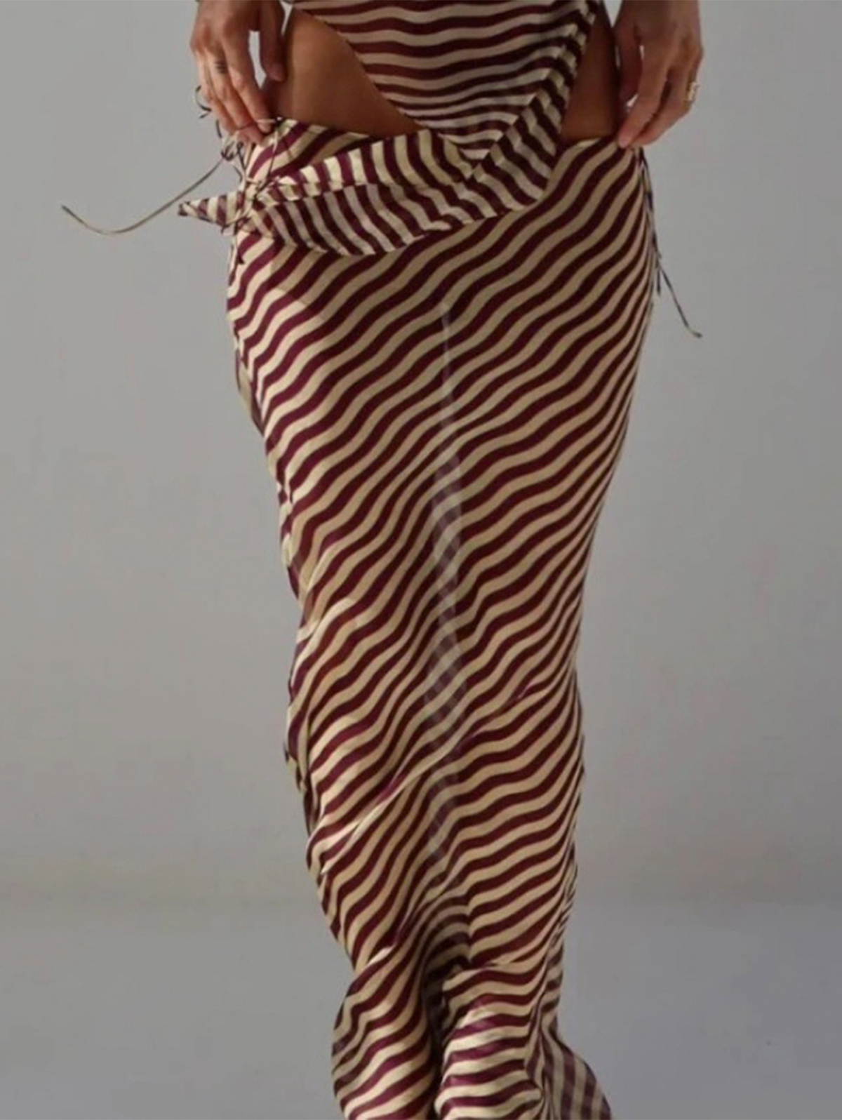 Sheer Striped Cover-Up Skirt