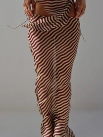 Sheer Striped Cover-Up Skirt