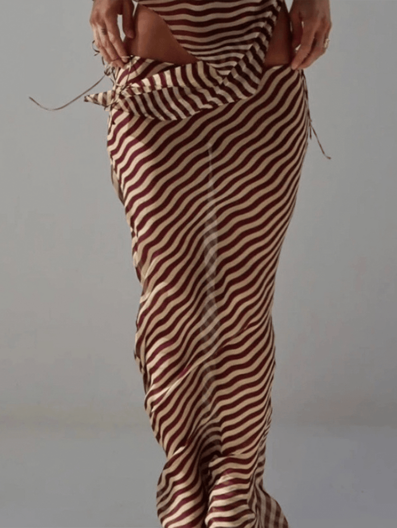 Sheer Striped Cover-Up Skirt
