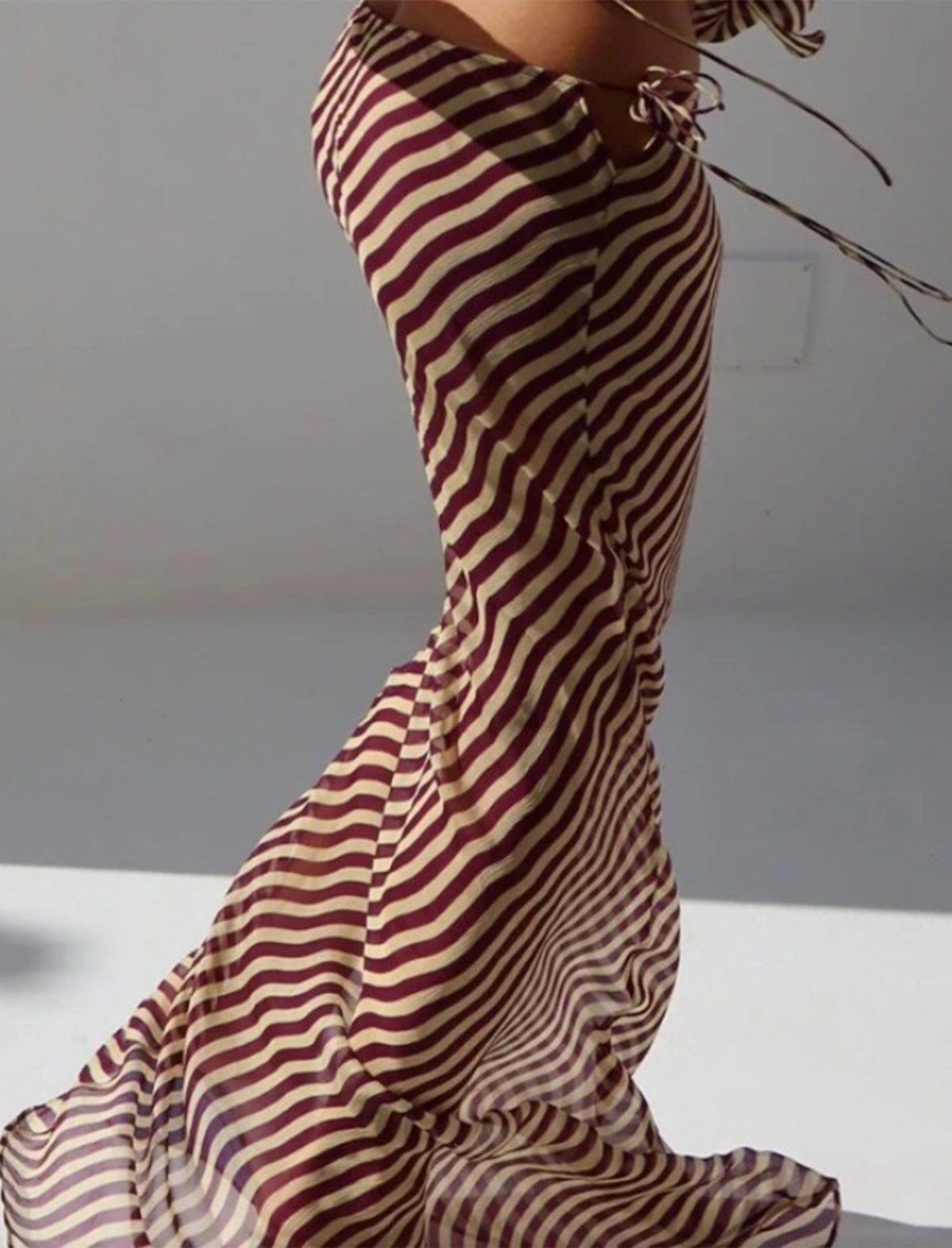 Sheer Striped Cover-Up Skirt