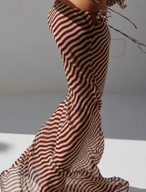 Sheer Striped Cover-Up Skirt