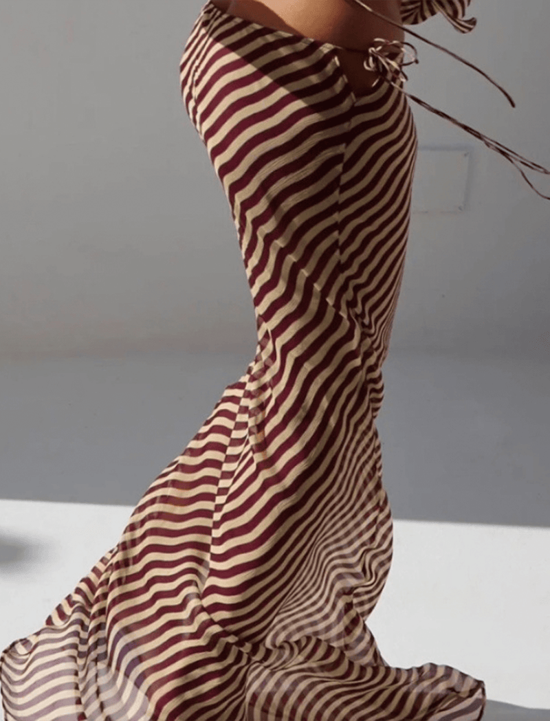 Sheer Striped Cover-Up Skirt