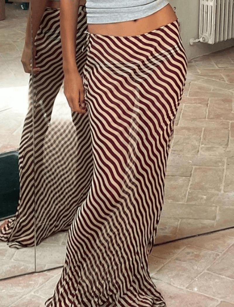 Sheer Striped Cover-Up Skirt