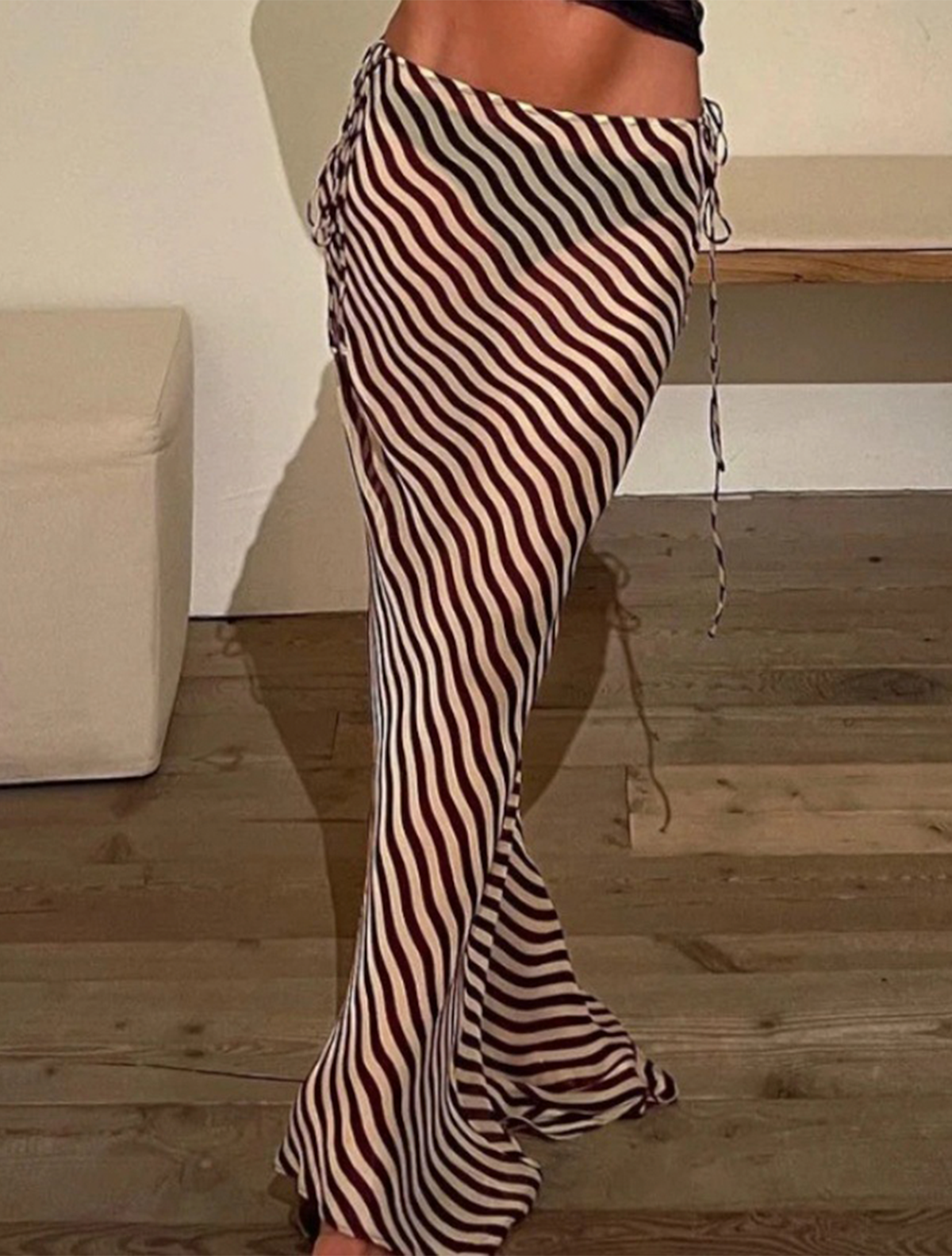 Sheer Striped Cover-Up Skirt