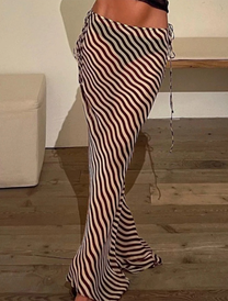 Sheer Striped Cover-Up Skirt