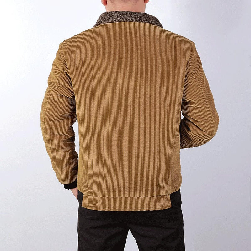 Sherpa Lined Corduroy Casual Bomber Jacket