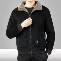 Sherpa Lined Corduroy Casual Bomber Jacket