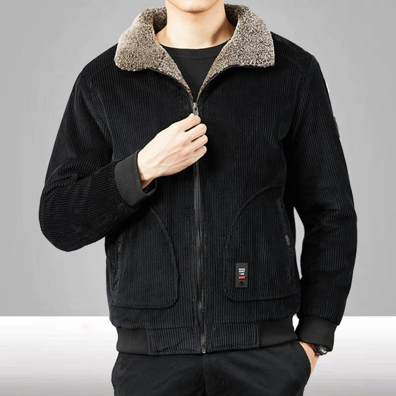 Sherpa Lined Corduroy Casual Bomber Jacket
