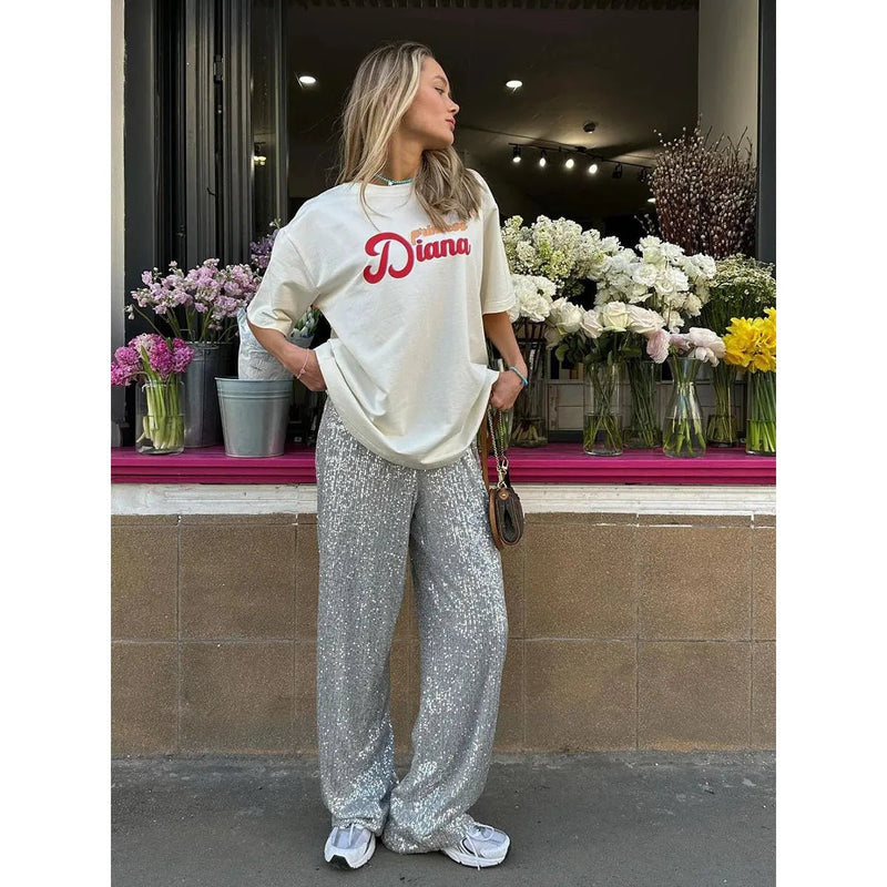 Silky Sequin Pants For Festive Occasions