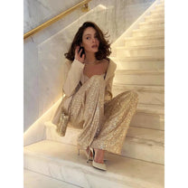 Silky Sequin Pants For Festive Occasions