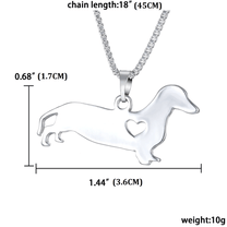 Silver Dachshund Heart Necklace Unisex S925