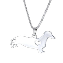 Silver Dachshund Heart Necklace Unisex S925