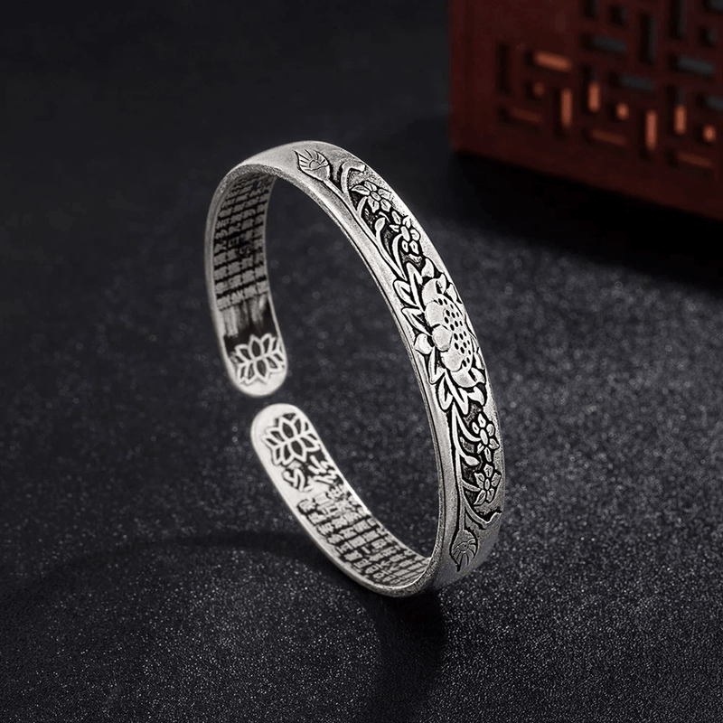 Silver Lotus Adjustable Unisex Bracelet