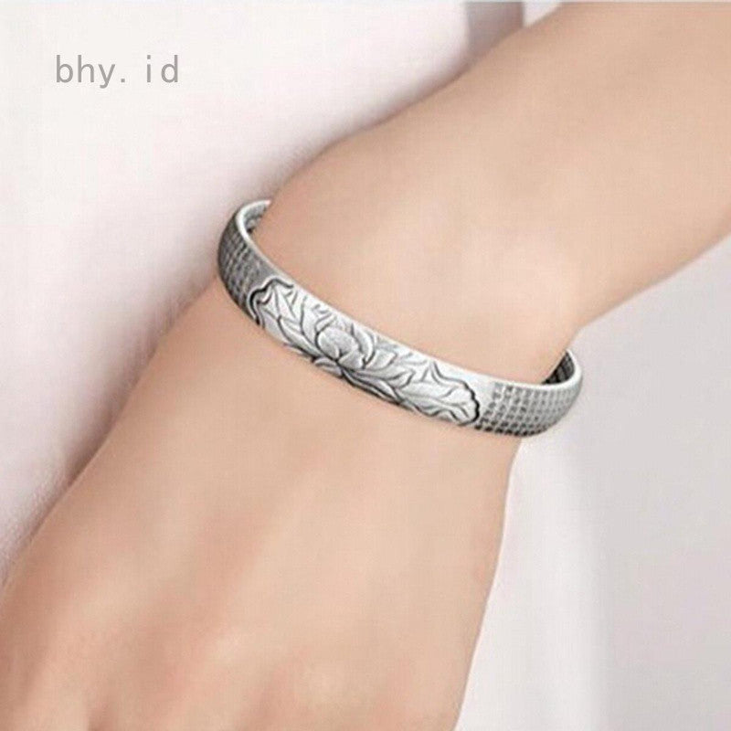 Silver Lotus Adjustable Unisex Bracelet
