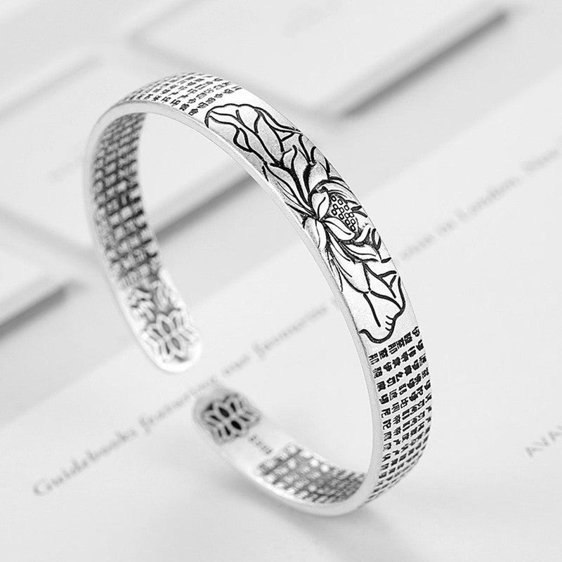 Silver Lotus Adjustable Unisex Bracelet