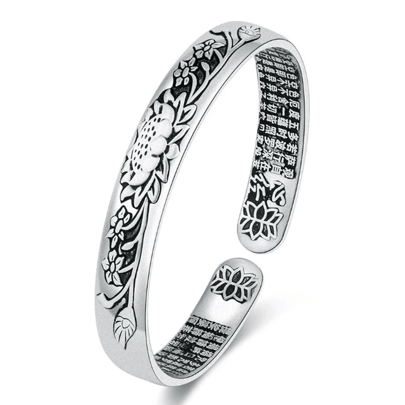 Silver Lotus Adjustable Unisex Bracelet