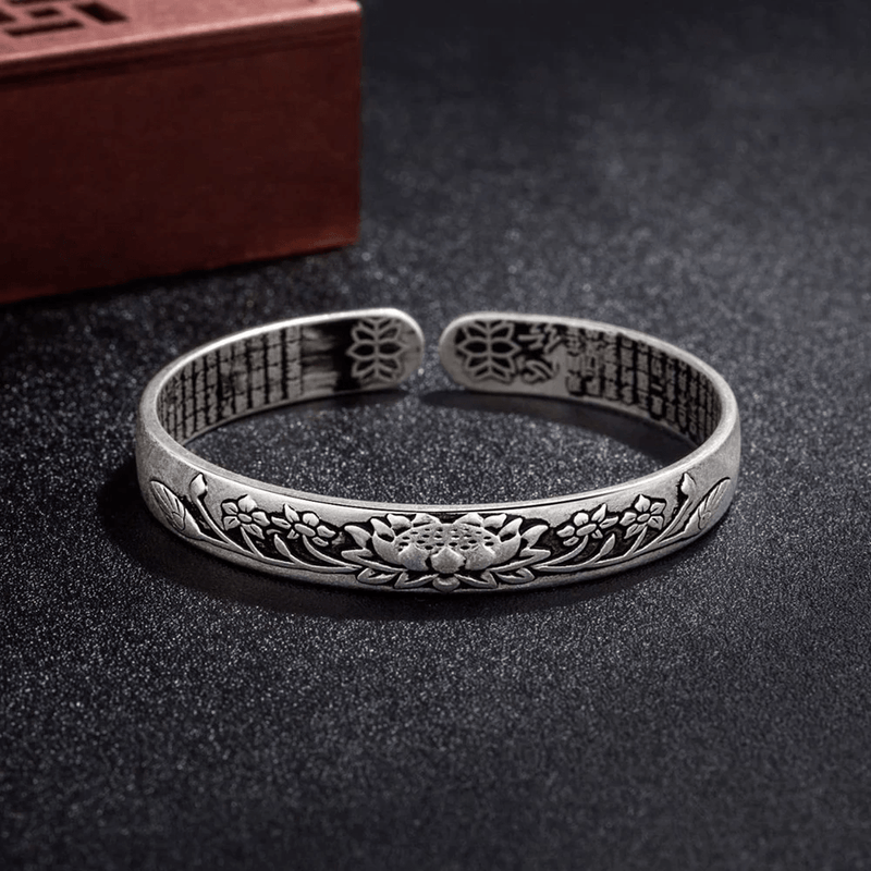 Silver Lotus Adjustable Unisex Bracelet