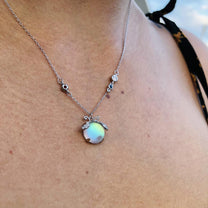 Silver Moonstone Necklace 19.7 Inches