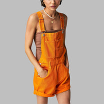 Sleeveless Denim Jumpsuit With Waist Tie And Pockets