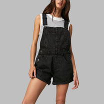 Sleeveless Denim Jumpsuit With Waist Tie And Pockets