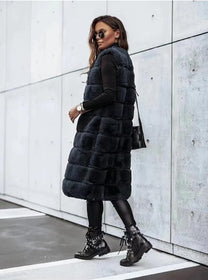 Sleeveless Faux Fur Open Front Layering Vest