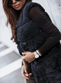 Sleeveless Faux Fur Open Front Layering Vest
