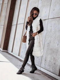 Sleeveless Faux Fur Open Front Layering Vest