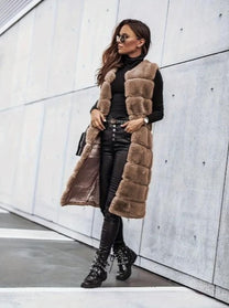 Sleeveless Faux Fur Open Front Layering Vest