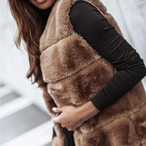 Sleeveless Faux Fur Open Front Layering Vest