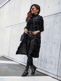 Sleeveless Faux Fur Open Front Layering Vest