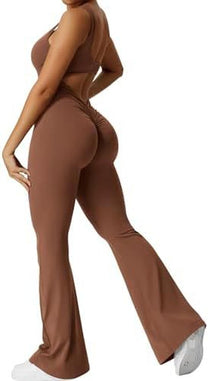 Sleeveless Flared Jumpsuit For Yoga And Fitness