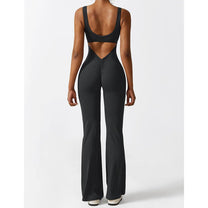 Sleeveless Flared Jumpsuit For Yoga And Fitness