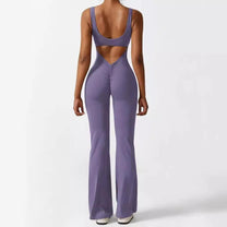 Sleeveless Flared Jumpsuit For Yoga And Fitness
