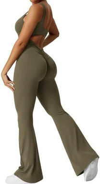 Sleeveless Flared Jumpsuit For Yoga And Fitness