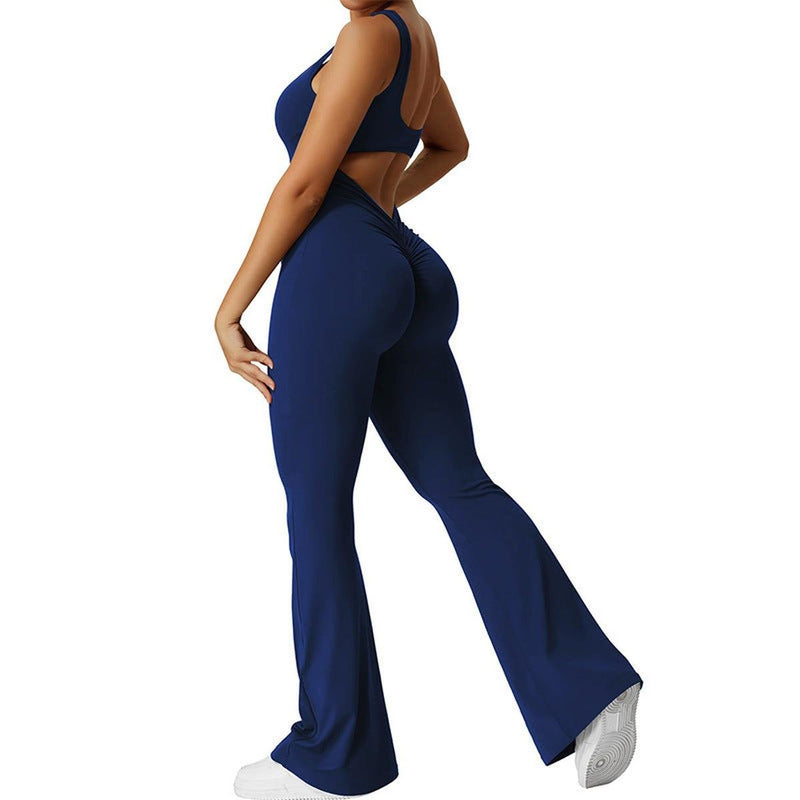Sleeveless Flared Jumpsuit For Yoga And Fitness