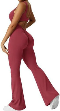 Sleeveless Flared Jumpsuit For Yoga And Fitness