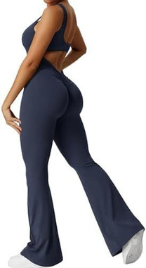 Sleeveless Flared Jumpsuit For Yoga And Fitness