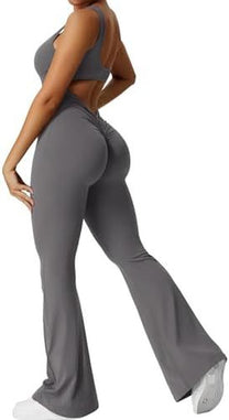 Sleeveless Flared Jumpsuit For Yoga And Fitness
