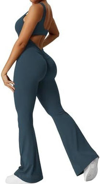 Sleeveless Flared Jumpsuit For Yoga And Fitness