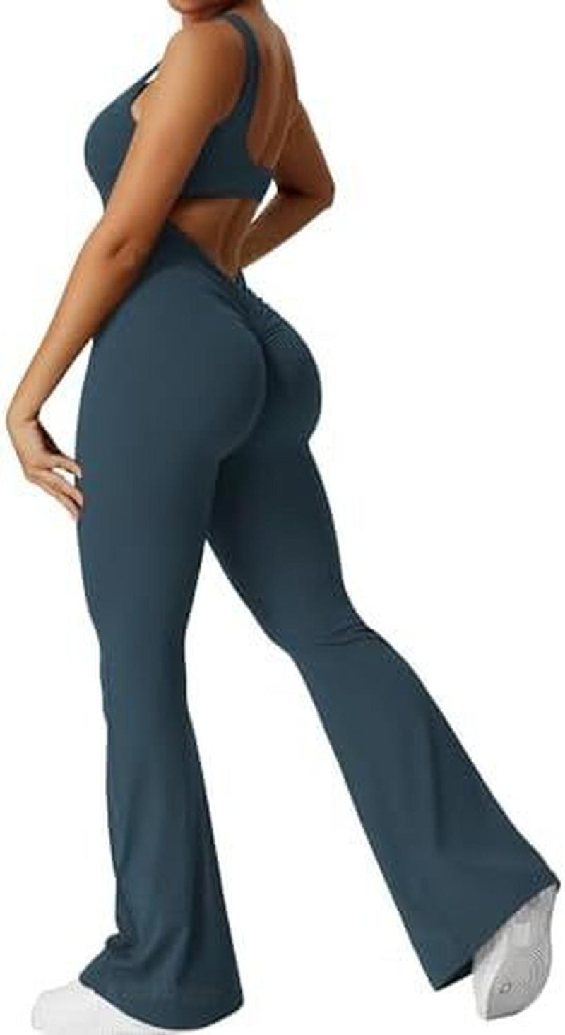 Sleeveless Flared Jumpsuit For Yoga And Fitness