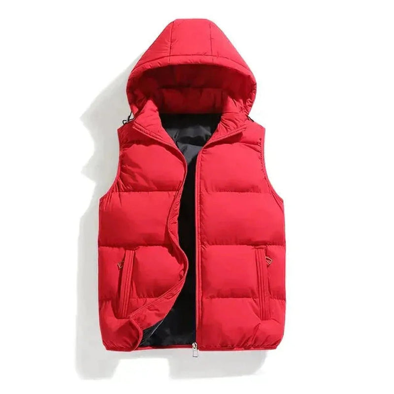 Sleeveless Insulated Winter Jacket With Removable Hood