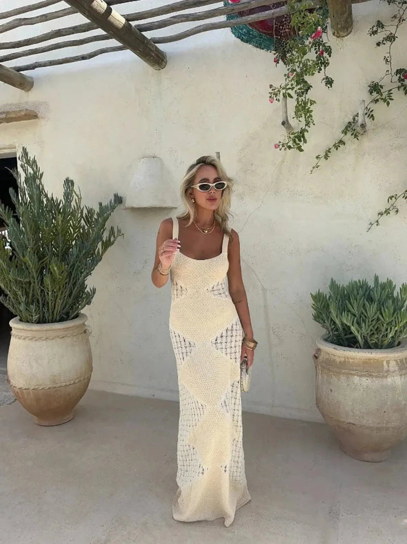 Sleeveless Knitted A-Line Maxi Dress