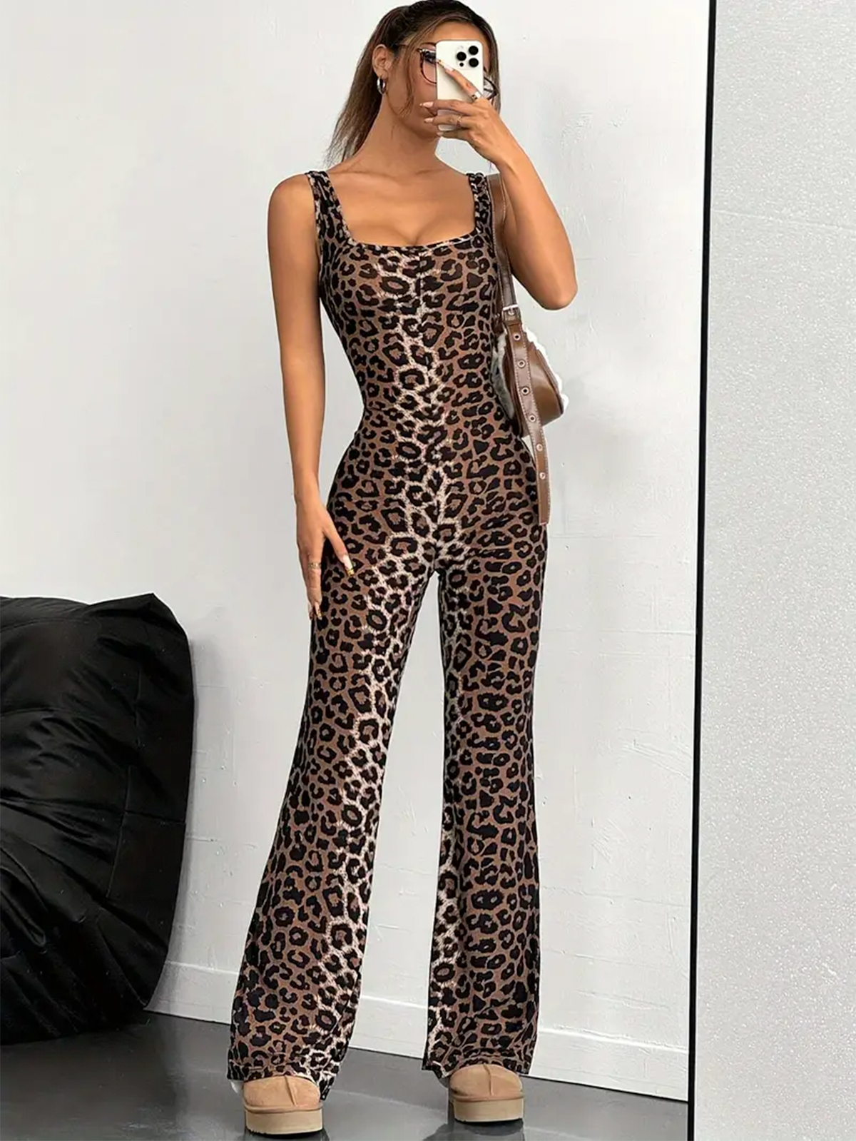 Sleeveless Leopard Print Jumpsuit