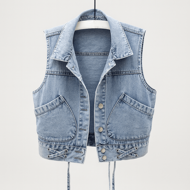 Sleeveless Lightweight Denim Vest For Women