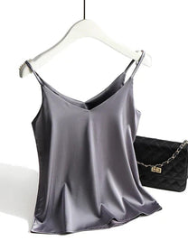 Sleeveless Satin Top With Spaghetti Straps For Women